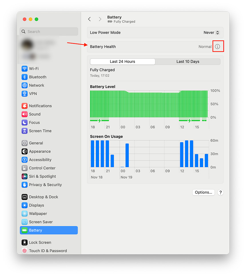how check mac battery health