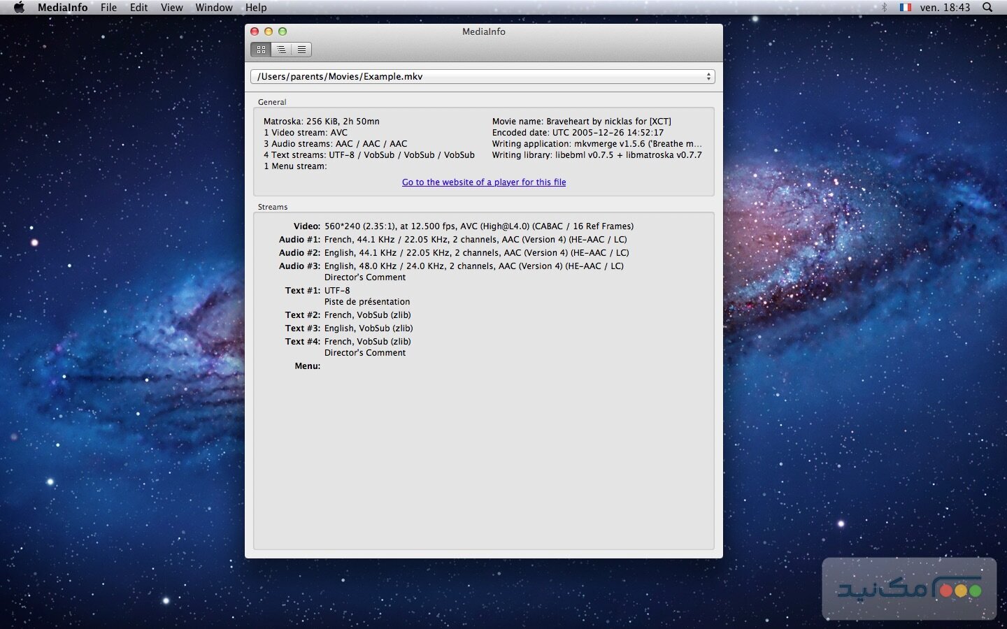 MediaInfo - اسکرین شات 1