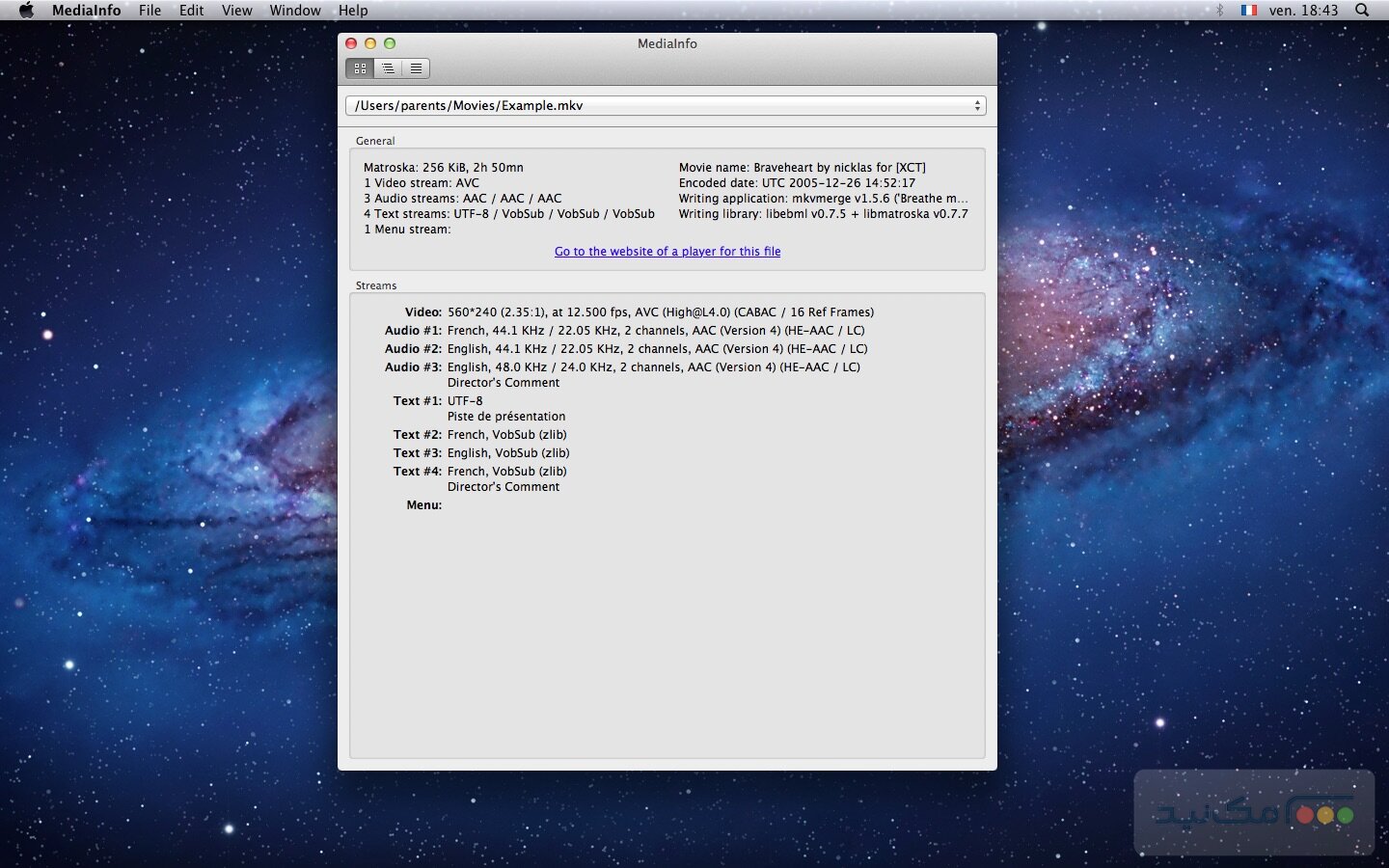 MediaInfo - اسکرین شات 1