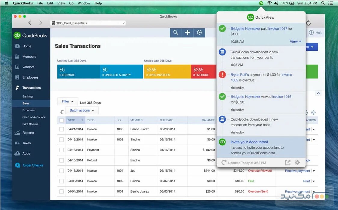 QuickBooks - اسکرین شات 1