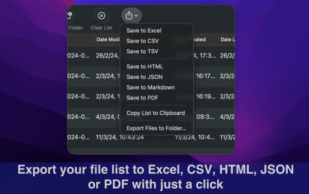 دانلود برنامه File List Export برای مک macOS