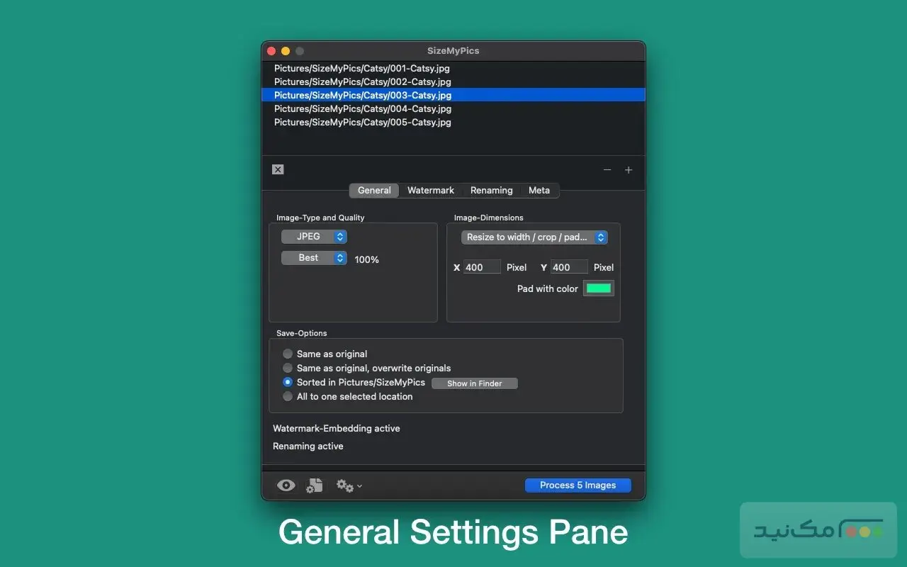 SizeMyPics - اسکرین شات 1