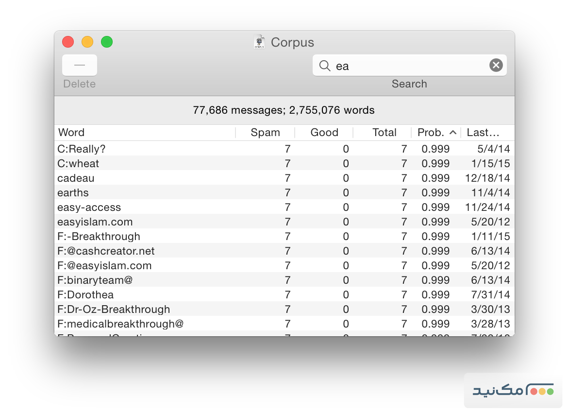 SpamSieve - اسکرین شات 1