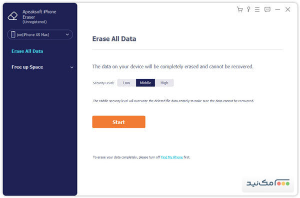 Apeaksoft iPhone Eraser - اسکرین شات 1