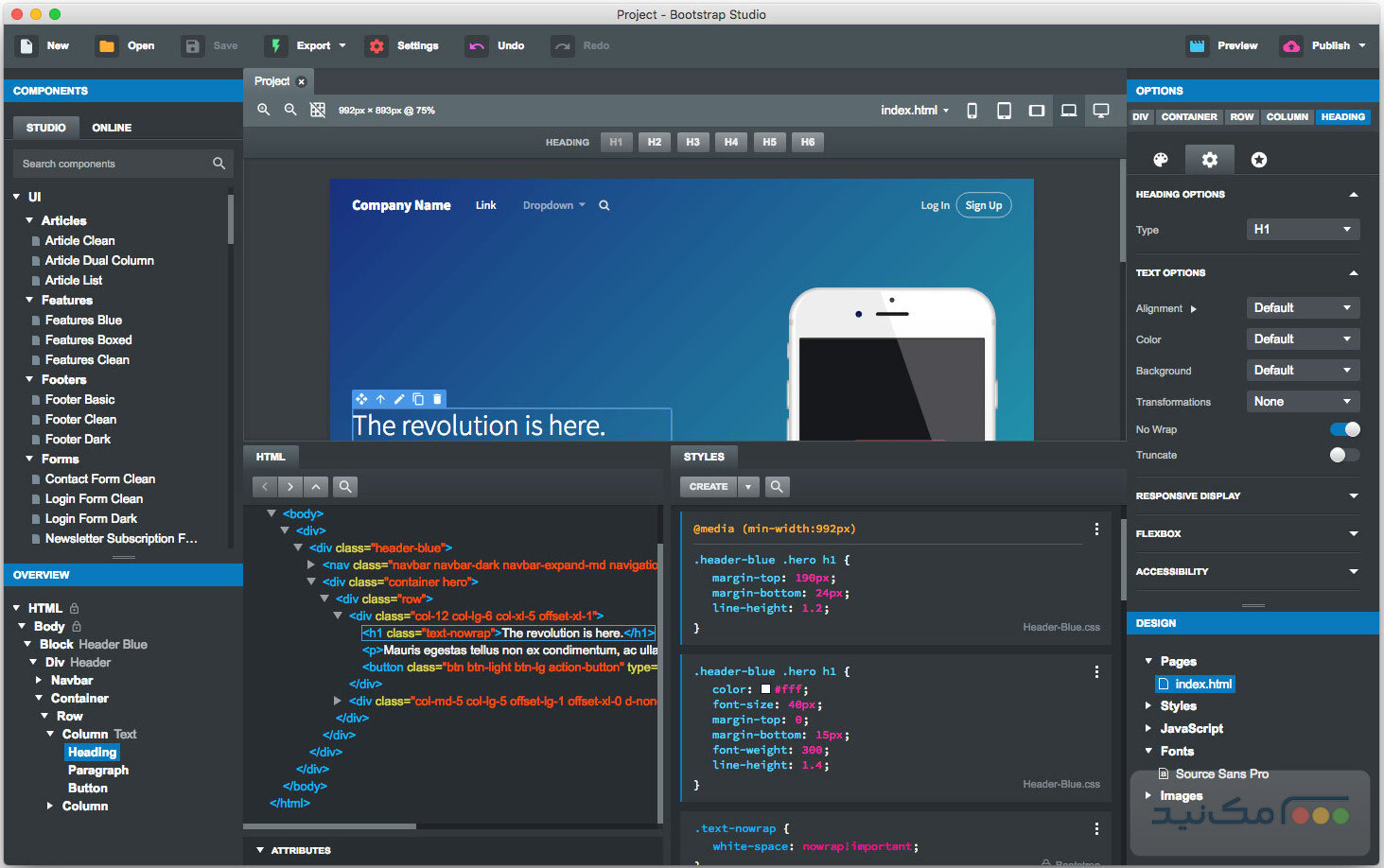 Bootstrap Studio 5.8.2 - اسکرین شات 1