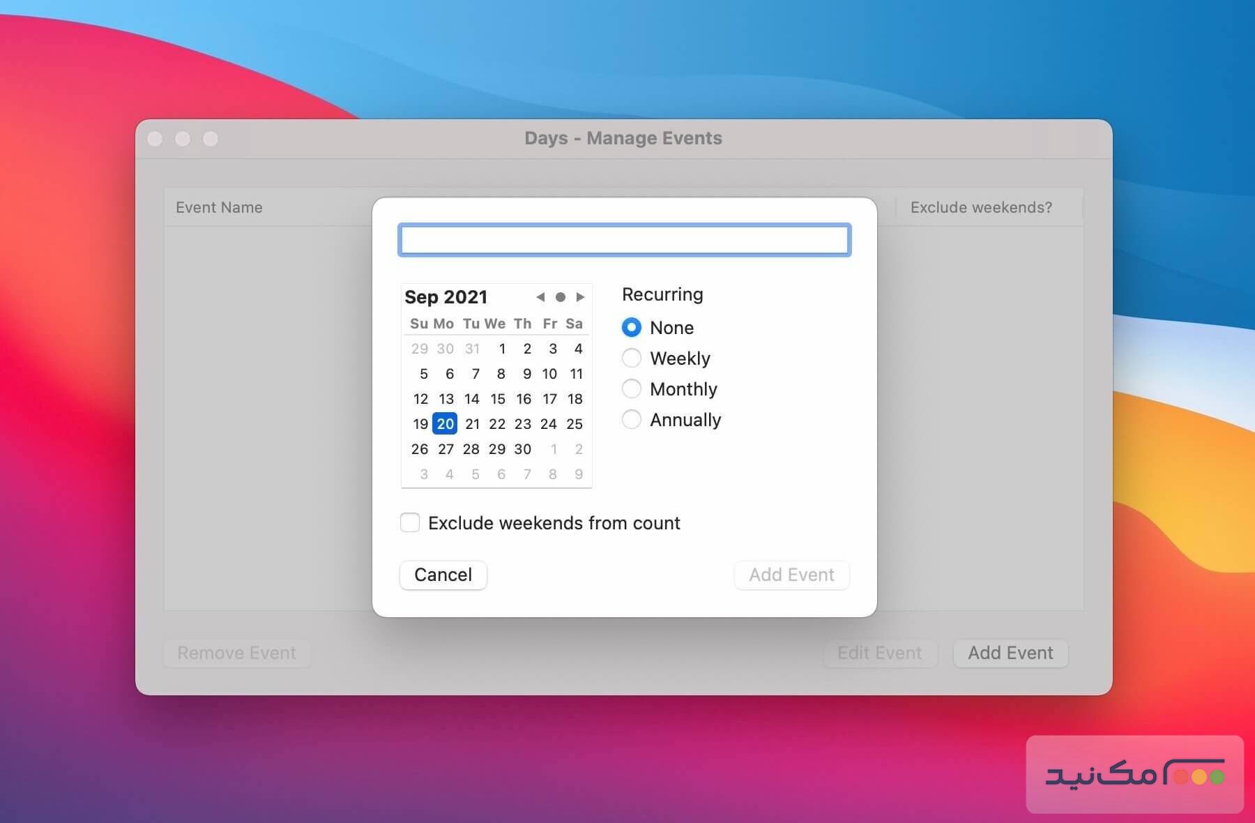 Days – Countdown for Menu Bar 1.6.1 - اسکرین شات 1