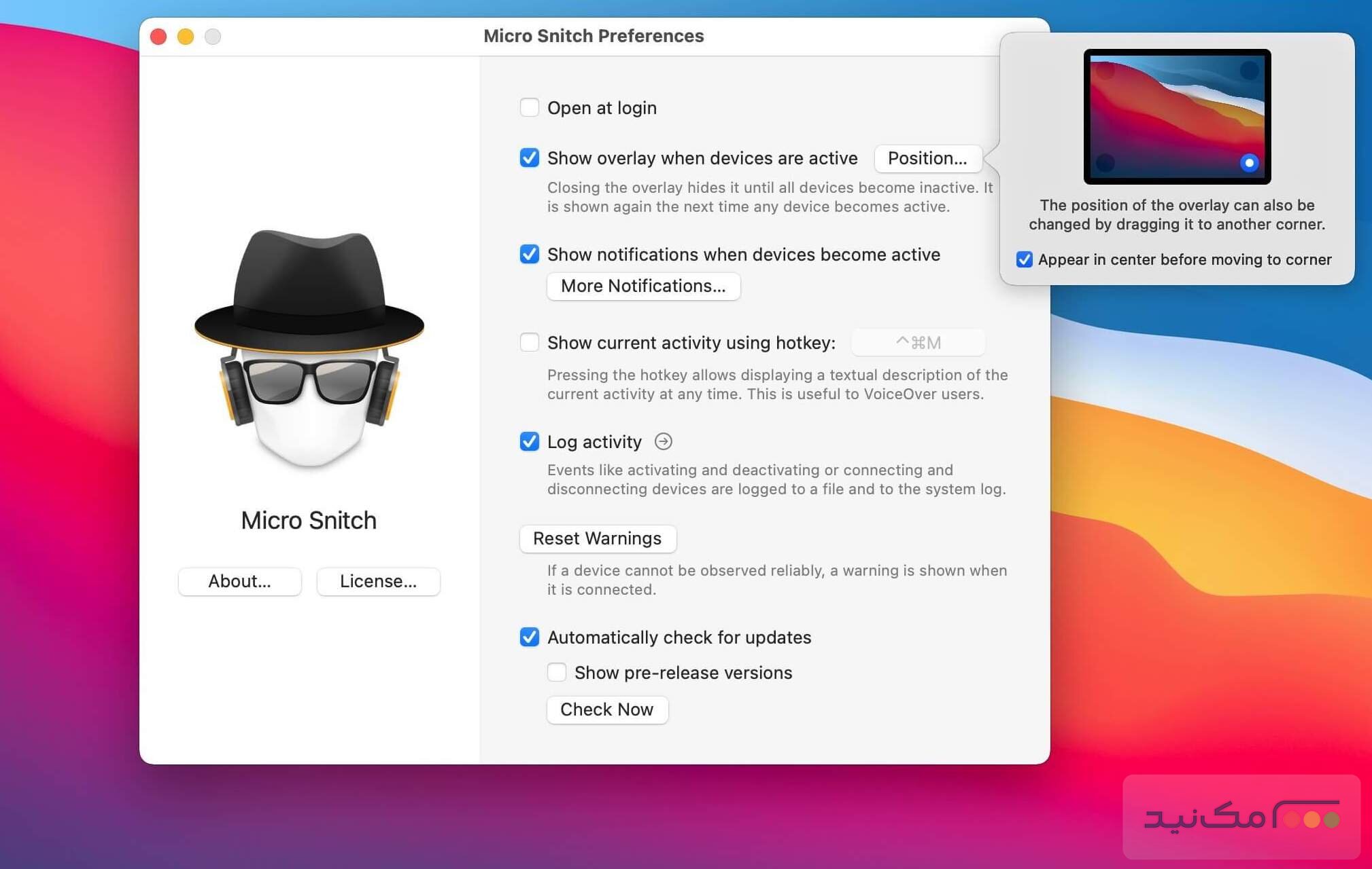 Micro Snitch 1.5.1 - اسکرین شات 1