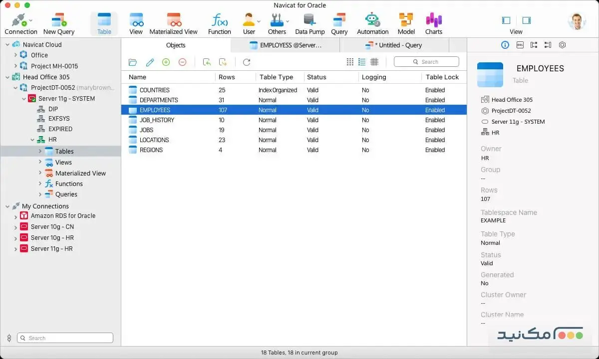 Navicat for Oracle - اسکرین شات 1
