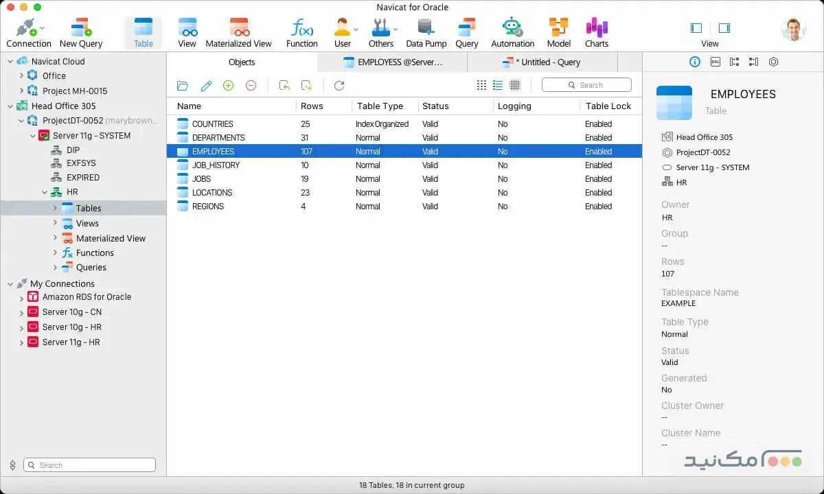 Navicat for Oracle - اسکرین شات 1