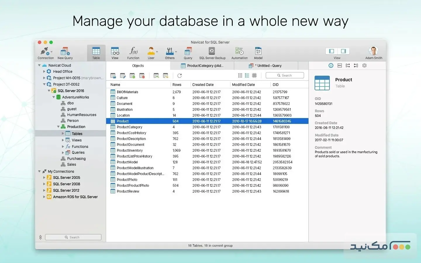 Navicat for SQL Server - اسکرین شات 1