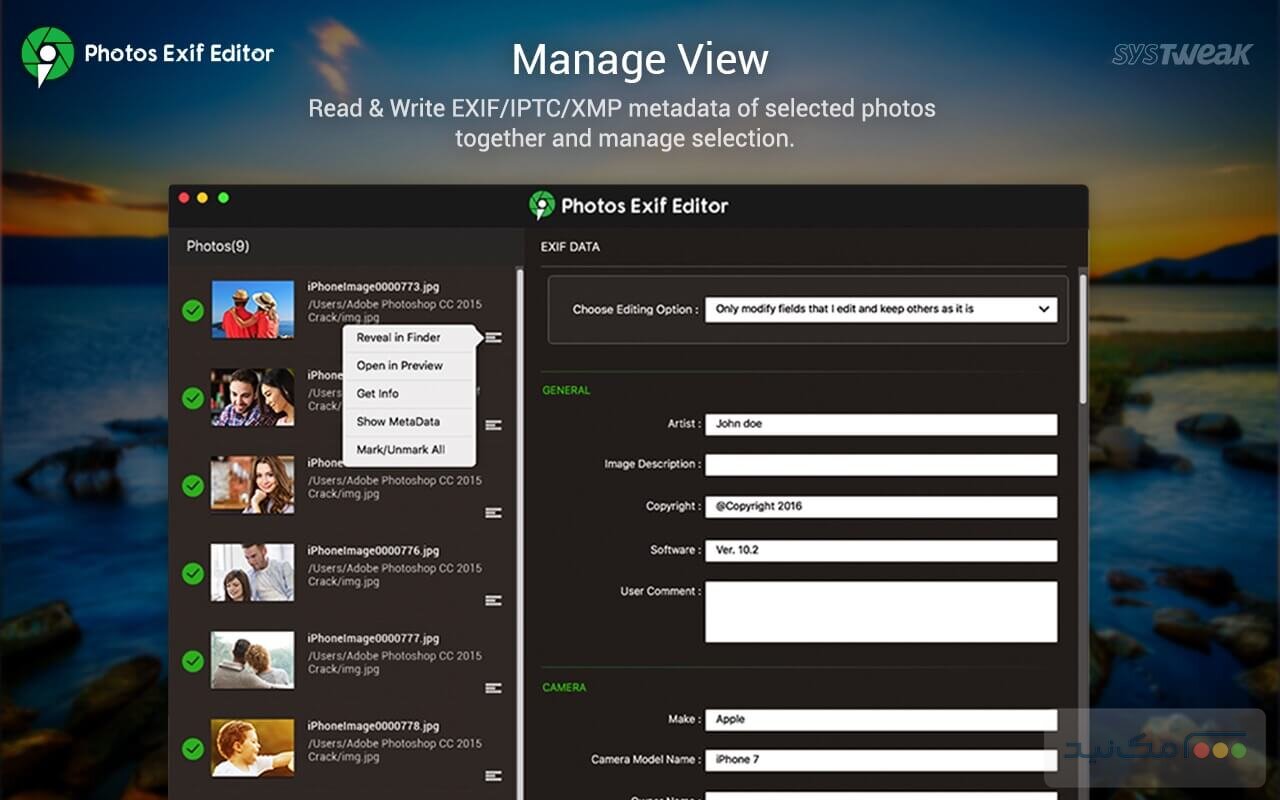 Photos Exif Editor 2.17 - اسکرین شات 1